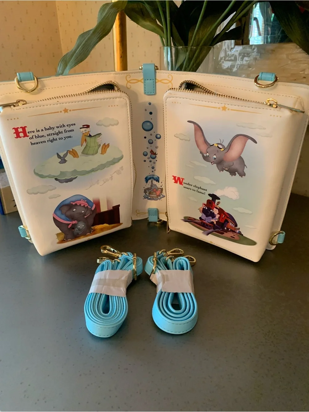 DISNEY, NEW NEVER CARRIED, Dumbo Storybook convertible crossbody or backpack. - Picture 2 of 13